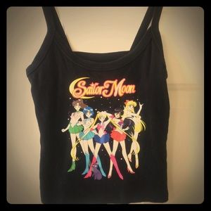 Sailor moon black crop tank
